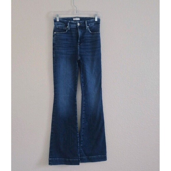 Good American Good Legs Flare Jeans Size 26/2 Med Wash Stretch 34" inseam - Picture 7 of 7